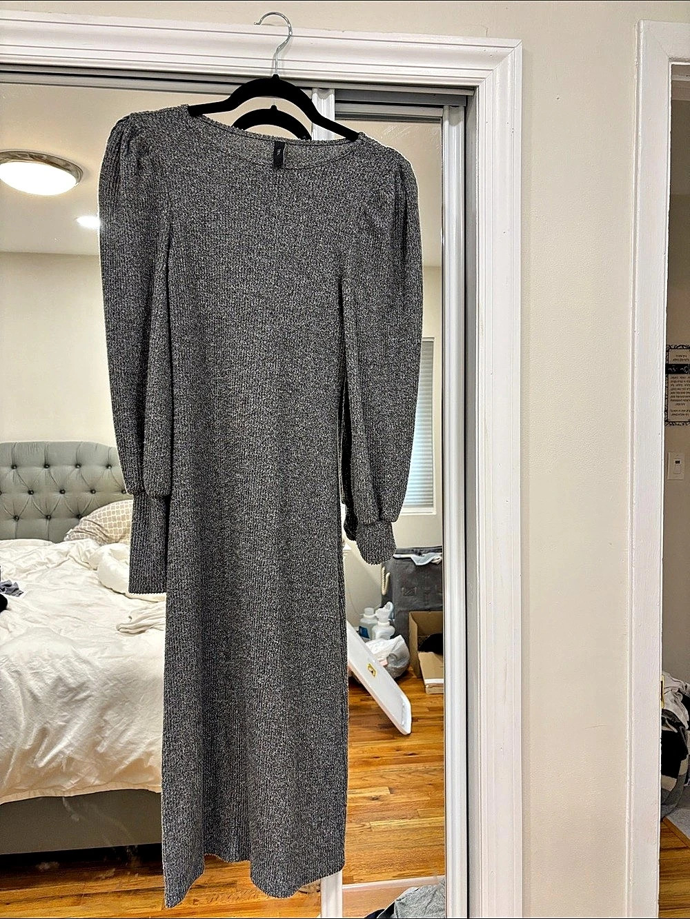 YAS Gray Long Sleeve Maxi Dress Like New